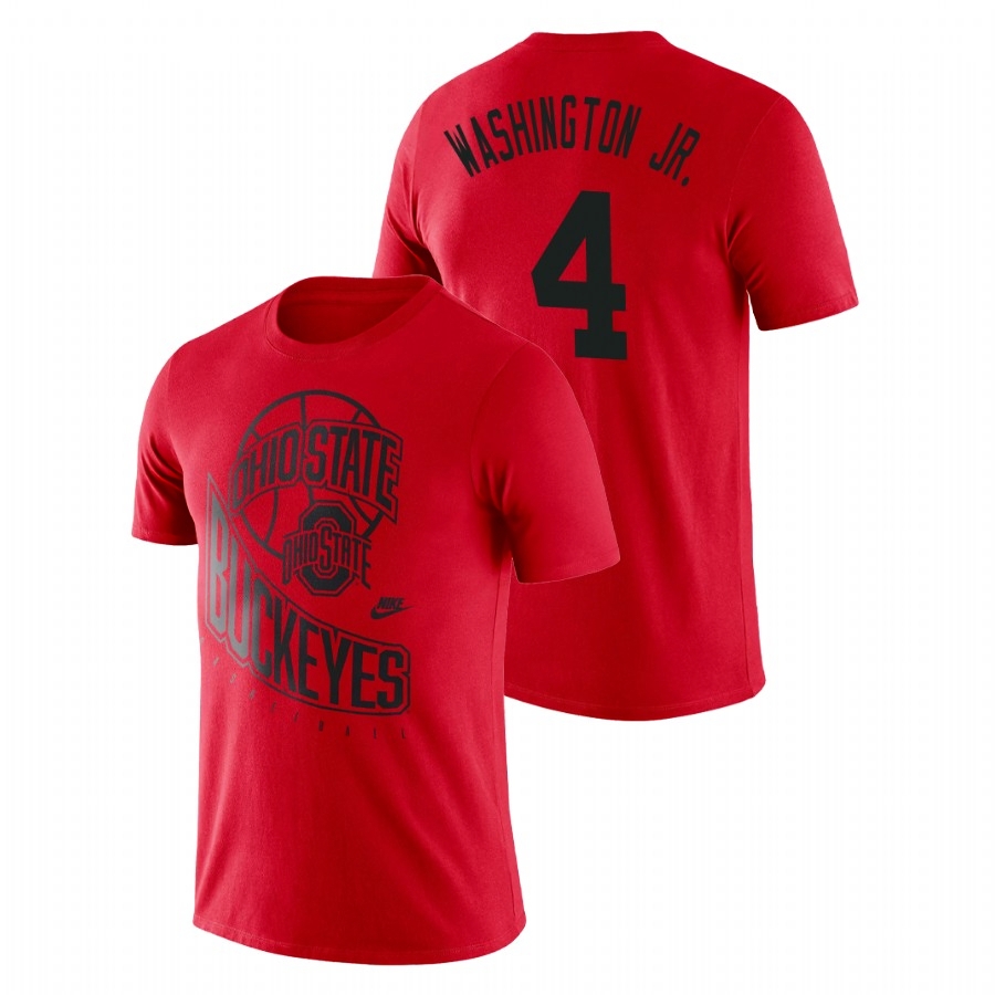 Ohio State Buckeyes Men's NCAA Duane Washington Jr. #4 Scarlet Retro College Basketball T-Shirt FAZ5849UE